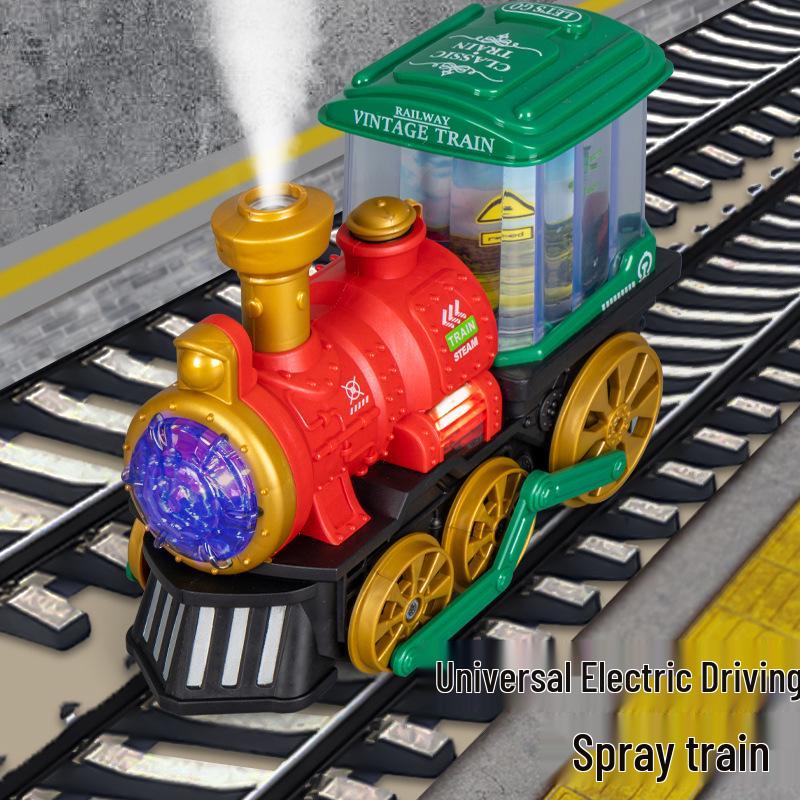 Children's Electric Train with Sound, Light, and Retro Locomotive Spray - Perfect for Festivals and Events