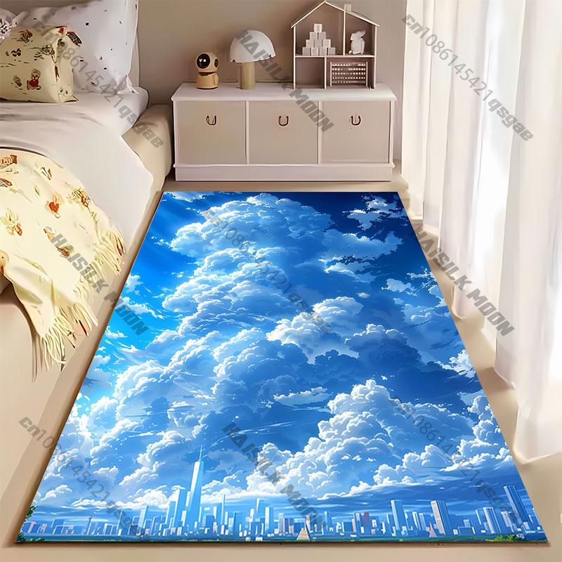 Towering clouds above city carpet Yoga living room room decor children's crawling mat doormat area rug games mat