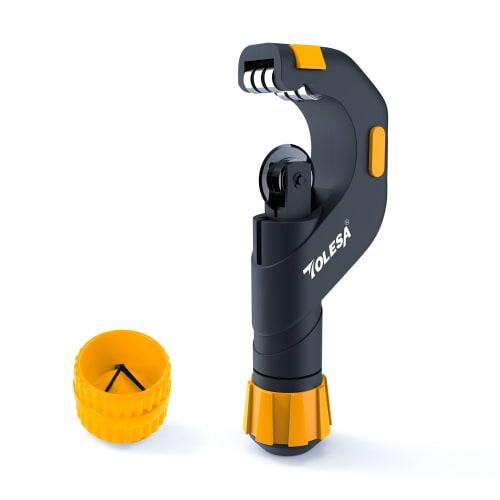 

TOLESA Pipe Cutter, 5-50mm Cutting Capacity, Includes Pipe Reamer for Chamfering, 2-Piece Set, Deburring, Pipe Cutting, Stainless Steel Pipe, Copper P