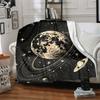 1pc Moon Saturn Print Blanket   Lightweight Flannel Throw Blanket For Sofa, Bed, Living Room, Office, Outdoor Travel, Camping
