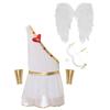 Mens Valentine Cupid Cosplay Costume Heart Shaped One Shoulder Romper Bodysuit Detachable Cuffs Feather Wings Set