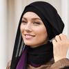 Conjunto de 2 Peças Hijab de Viscose Com Toucas Abertas Muçulmano Costura Dupla Borda Larga Algodão Viscose Hijab Lenço Gradiente Feminino Toucas de Base Lisas