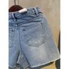 C S In The Room unbalanCed CuttIng Denim ShortS One Color