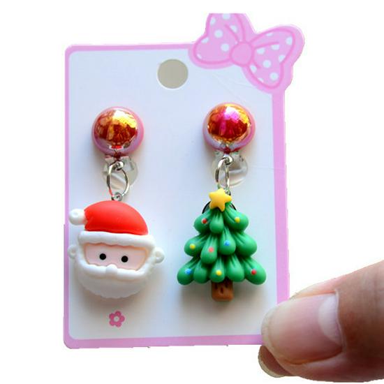 Kids' Christmas Cartoon Princess Clip-On Earrings: Cute, No Piercing Needed