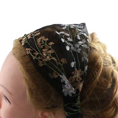 Wide-Brimmed Women Embroidery Lace Face Wash Floral Headdress Hair Band Hair Accessories Turban Headband