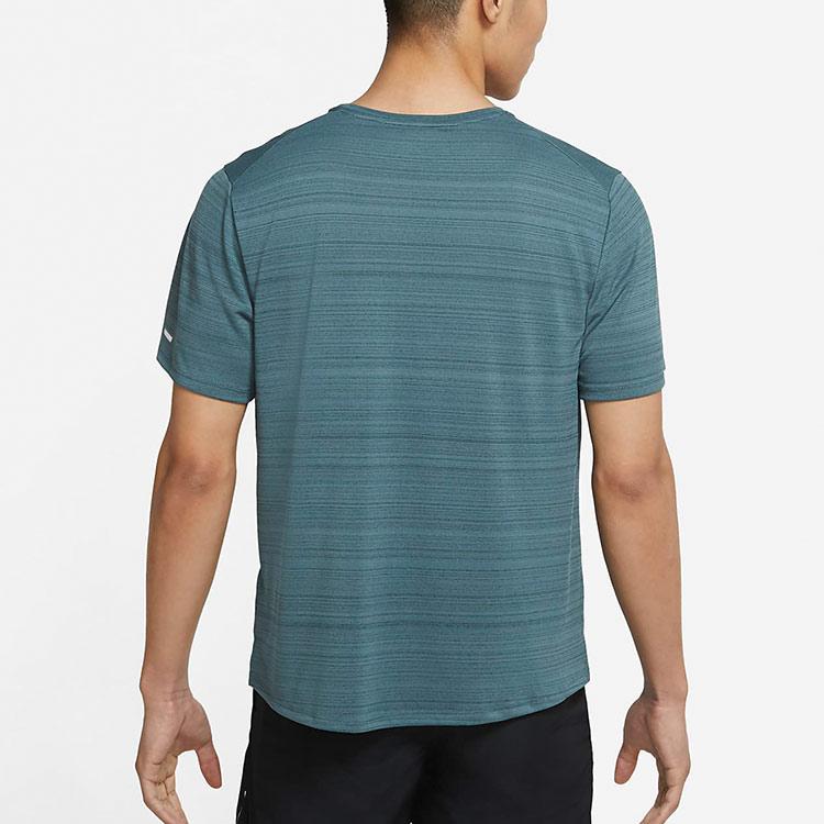 Nike Dri-Fit Miler Short Sleeve Running Top Men Tops Grey Green CU5993-387
