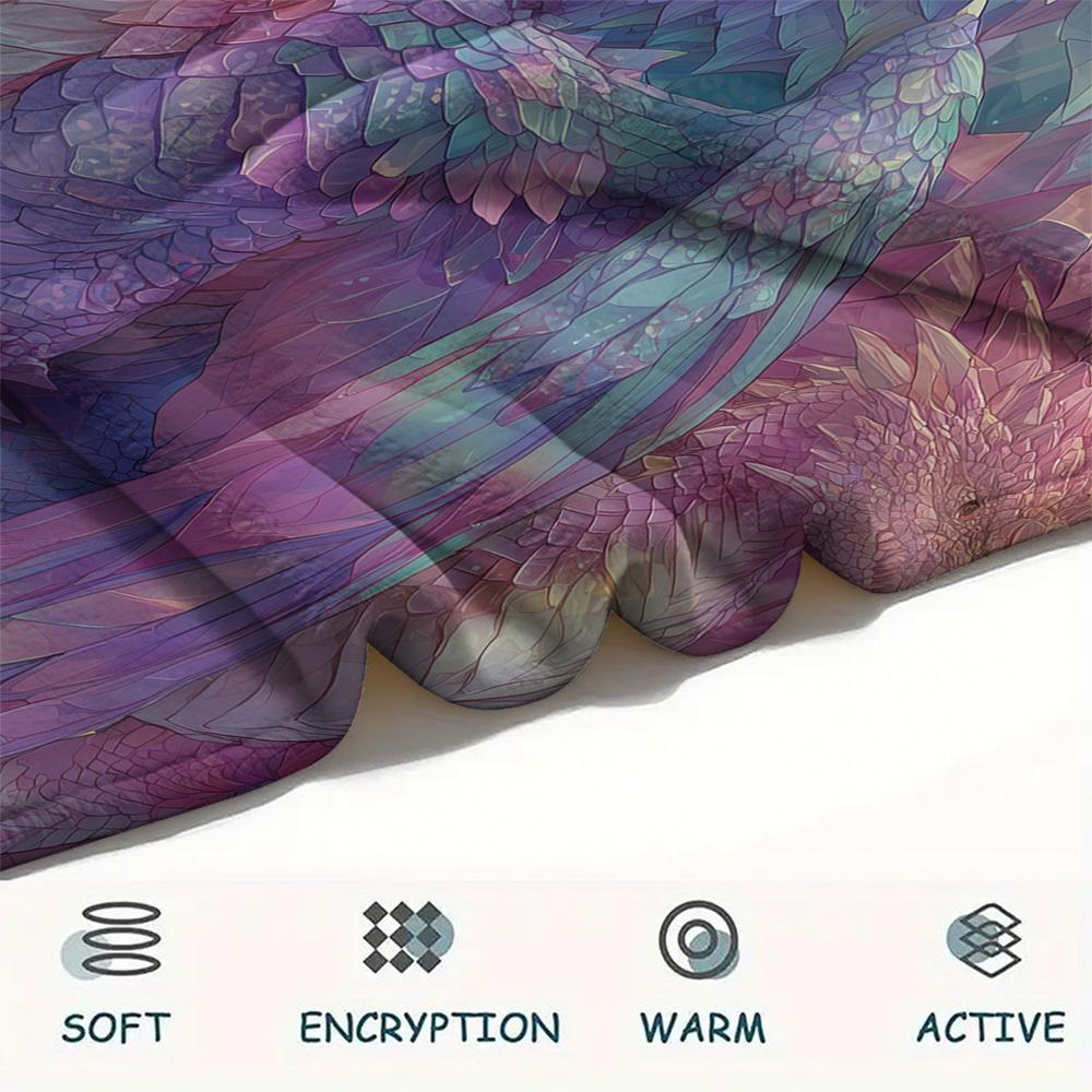 Purple Dragons  Print Flannel Blanket, High quality Comfortable for All Seasons, Home Decor, Warmth and Comfort
