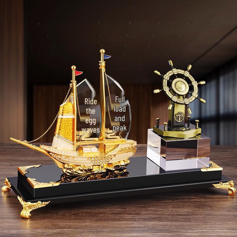 Elegant Crystal Sailboat Pen Holder: High-End Office or Housewarming Gift Decoration