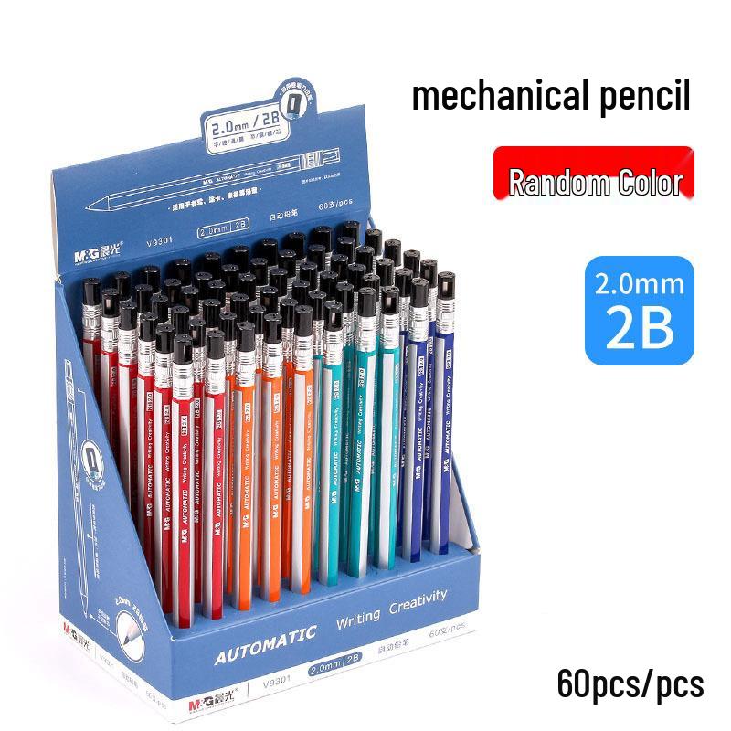 Morning MG Light Mechanical Pencil 2.0 - Thick 2B Lead for Students & Kids' Drawing, No Sharpening Required, Click-to-Use.