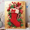 DIY Perlenmalset Festlicher Weihnachtsstrumpf Stressabbau Basteln Rahmenloses 3D-Leinwandbild für Erwachsene Heimdekoration Geschenk