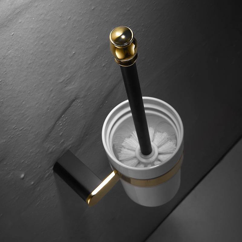 Brass Bathroom Toilet Brush Set Gold Black Toilet Brush Holder Wall mounted Bathroom Cleaning Brush Household Floor Cleaning