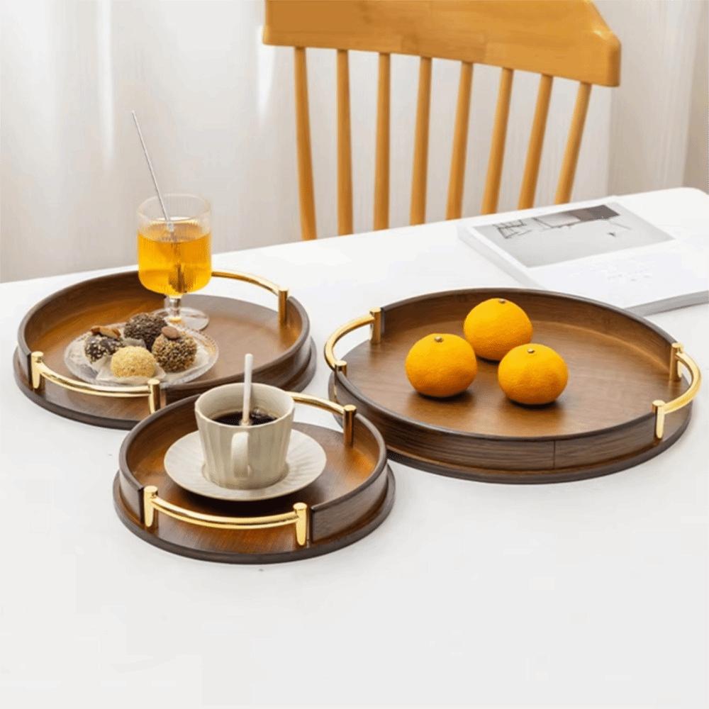 Simple Style Fruit Tray Round Food Plate Practical Light Luxury Tea Set Tray Afternoon Tea