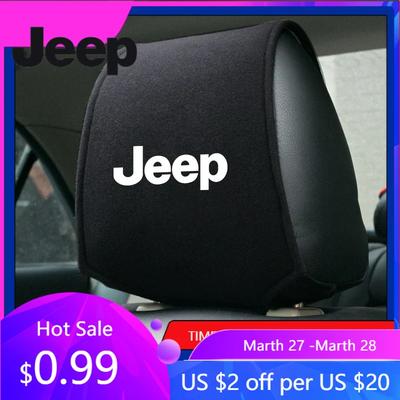 For Jeep Car Headrest Cover Auto Head Pillow Pillowcase Car Sticker For Jeep Renegade Wrangler Cherokee Patriot Trail Hawk Co