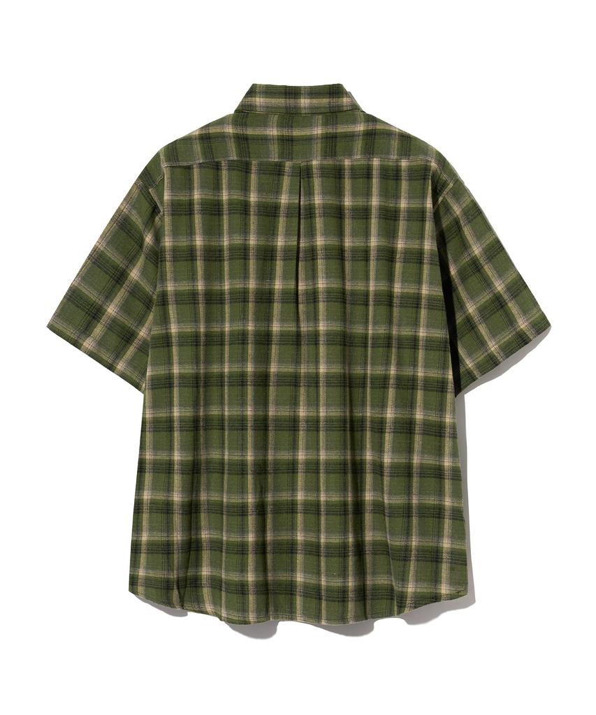 STANDARDERROR 87-Stan067 Vintage Forest Oversized Short Sleeve Tartan Check Shirt (Type A)