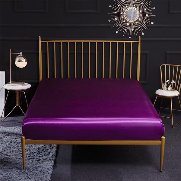 Satin Silk Fitted Sheet High-End Solid Color Mattress Cover Elastic Band Bed Sheet Bedsheet  Queen King Size Bedspread Cover