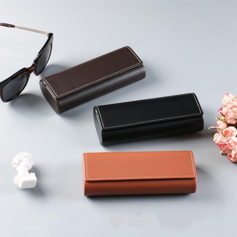 Leather Eyewear Case Travel Storage Organizer With Keychain For Men Women Children