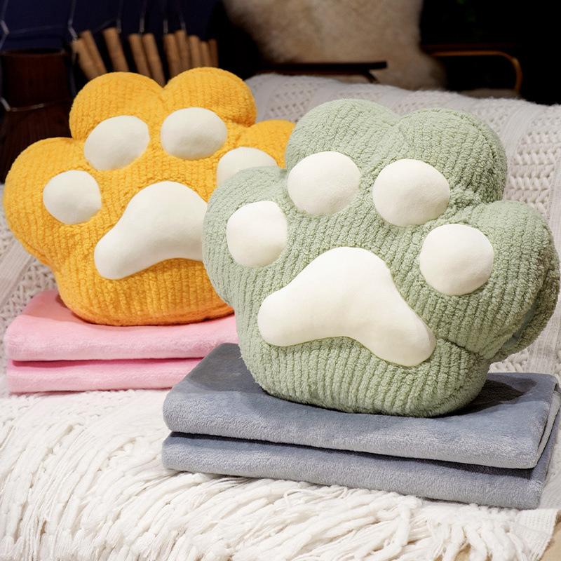 Cartoon Cat Claw Throw Pillow Blanket Plush Toy Cat Claw Doll Home Sofa Pillow Girls Lunch Break Throw Pillow Blanket
