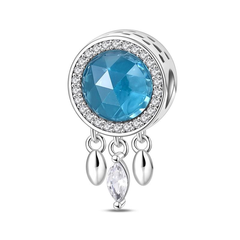 Blue Series 925 Sterling Silver Sapphire Tree of Life Bottle Elephant Planet Ocean Heart Charm Fit DIY Bracelet Necklace Gifts
