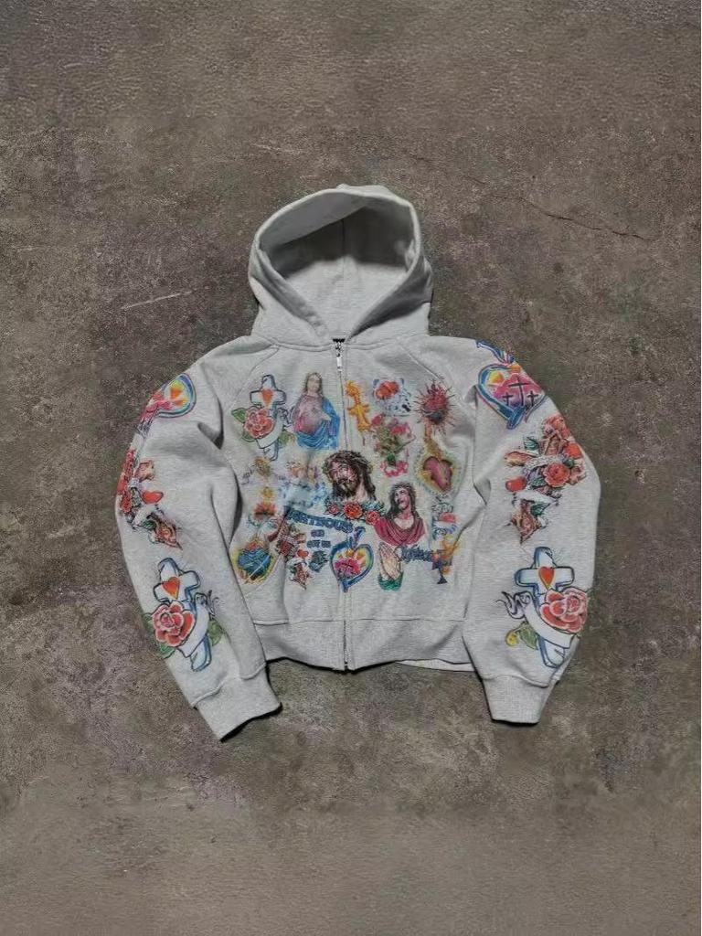 Amerikanischer Gothic Rock Buchstaben Print Hoodie - Harajuku Locker Geschnittenes Unisex Sweatshirt