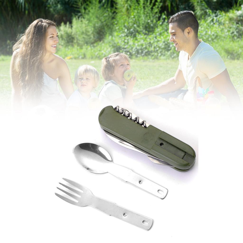 Camping Utensils Cutlery Set Multifunction Stainless Steel Folding Detachable Camping Tableware Set Camping Utensils Cutlery Set