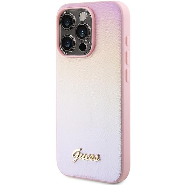 Guess Guhcp15Xpsairsp Iphone 15 Pro Max 6.7 Różowy/Pink Hardcase Saffiano Iridescent Script