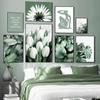 Green Nature Wall Art Poster Print Plant Flower Leaf Picture Canvas Painting Modern Fresh Home Decor Living Room Wall Picture