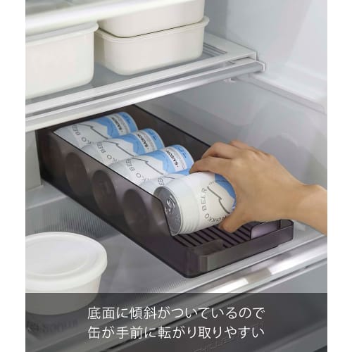 Yamazaki Tower Refrigerator Can Storage, Black, Approx. W37.5 x D14 x H8.2cm, 5767, for Refrigerator Storage