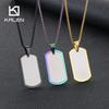 Creative Dazzle Color Square Tag Necklace for Men Hip Hop Polished ID Accessory Stainless Steel Trend Jewelry 60cm Length