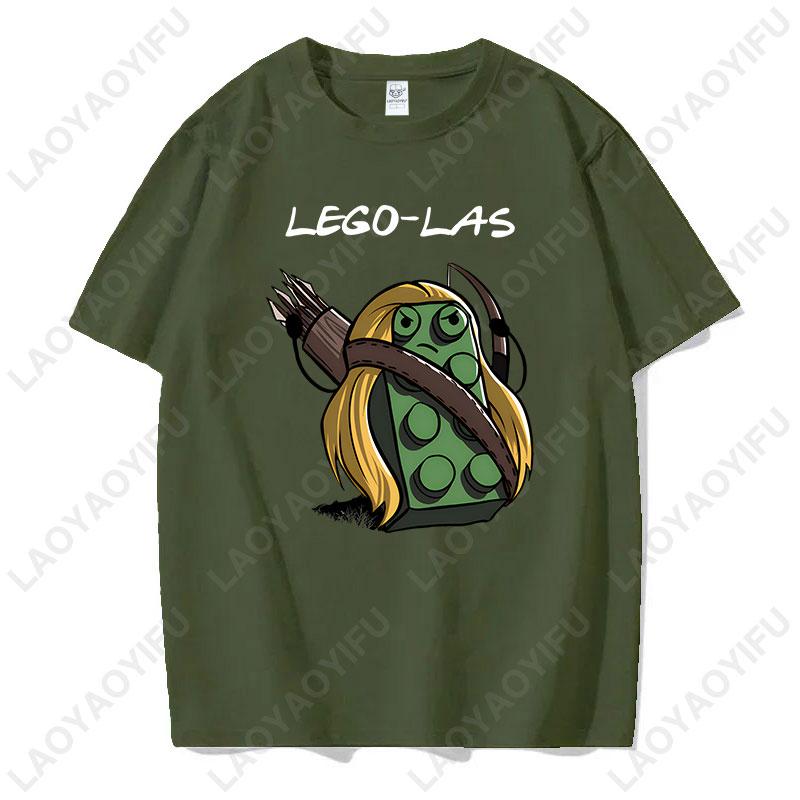 Funny Anime Cartoons Lego-las Printed T-shirt Humor Style Summer Fashion Short-sleev T Shirt Y2k Streetwear Cotton Tee Camisetas