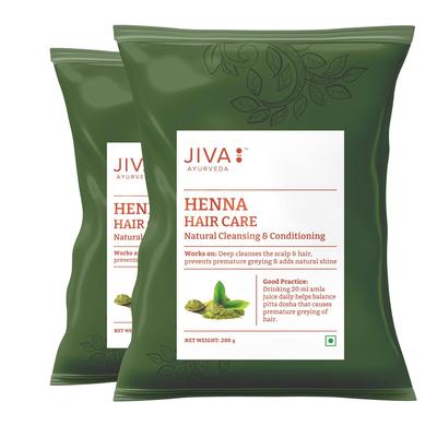 Jiva Henna Hair Care Powder | Cleans & Nourishes Hair & Roots And Provides Natural Color & Shine, 200grm X Pack of 2