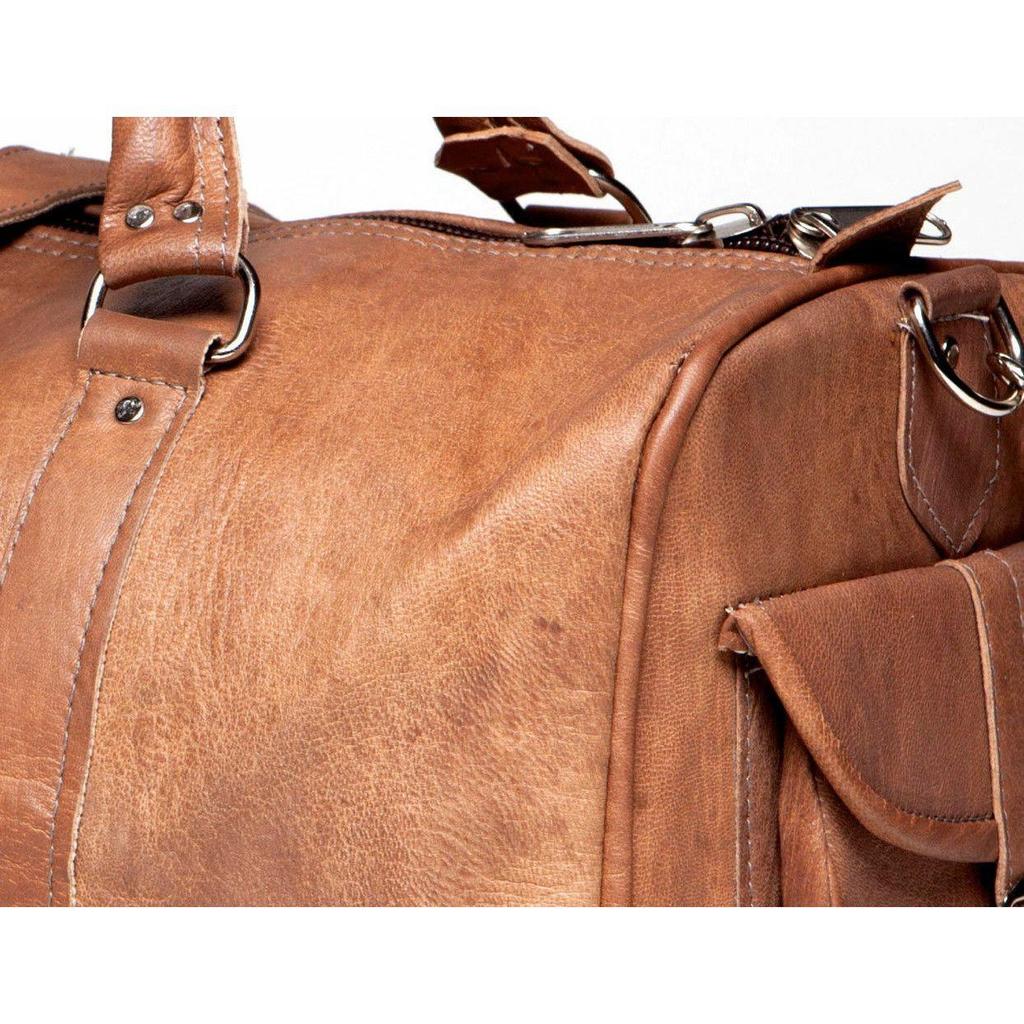 Real Goat Leather Large Travel Hand Luggage Duffel Gym Bag Holdall Weekend