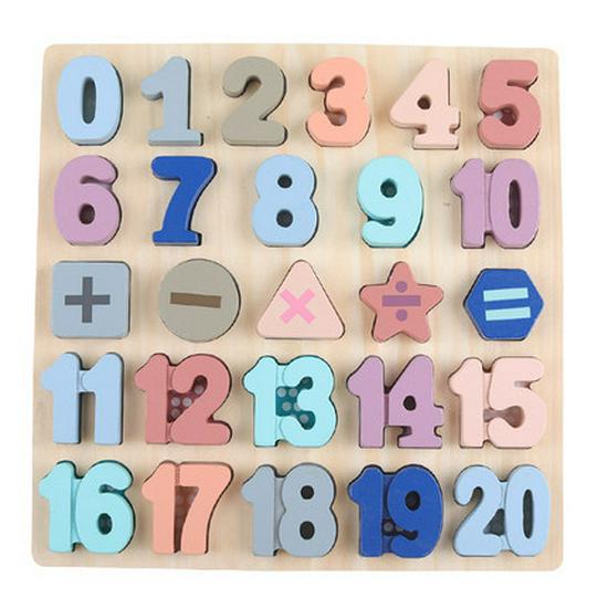 Qiao Zhi Mu Wooden Alphabet & Number Puzzle Blocks for Kids 1-3 Years, Educational Toy
