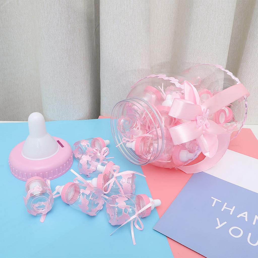 30pcs Cute Feeding Bottle Shape   Boxes for Event Christening Party Decoration Pink