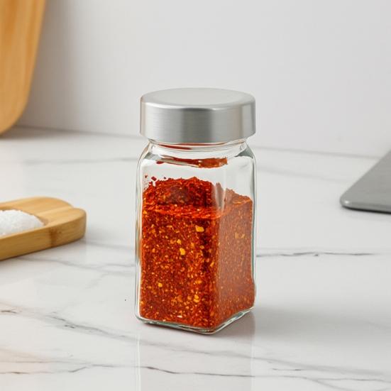 Glazen Specerijpotjes met Etiketstickers 4oz Transparant Glas met Bamboe Deksel en Siliconen Afdichting Keuken Specerijcontainer voor Organisatie, Zout, Peper