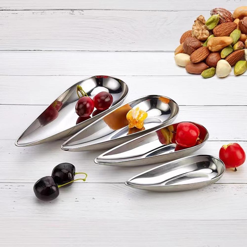Rustless Steel Sauce Dish Irregular Dipping Tray Stable Flat Bottom Appetizer Dish Nut Storage XS