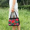Ethnic style double-sided embroidered double-layer canvas bag middle-aged and elderly women's square bag