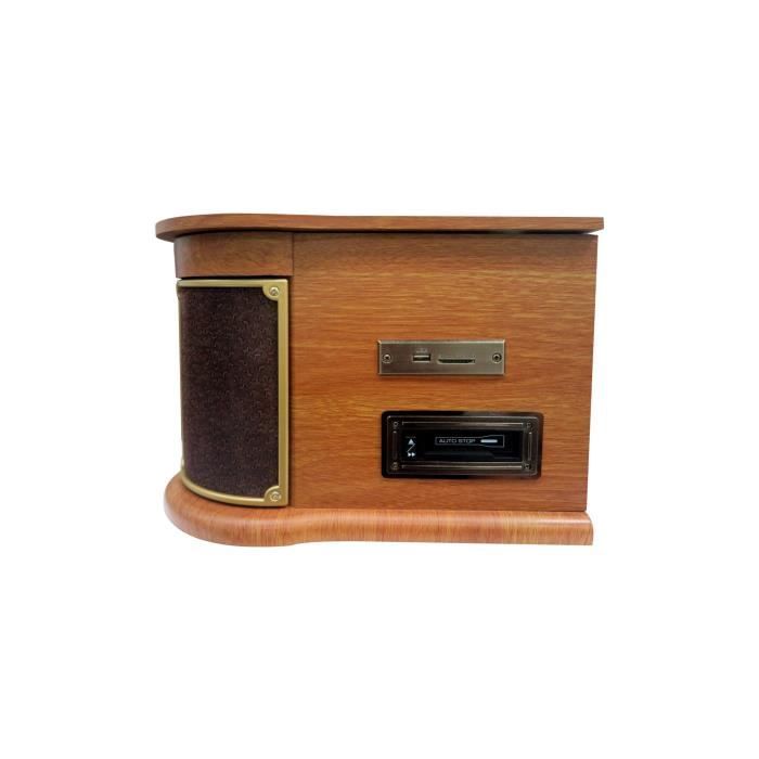 Platine Vinyle SUNSTECH PXRC52CDWD - Bois - Lecteur CD/MP3 - Radio - Enregistreur Numérique - Cassette - USB
