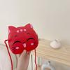 Cute Cartoon Cat Mini Shoulder Bag For Girls Lightweight Breathable Pu Material