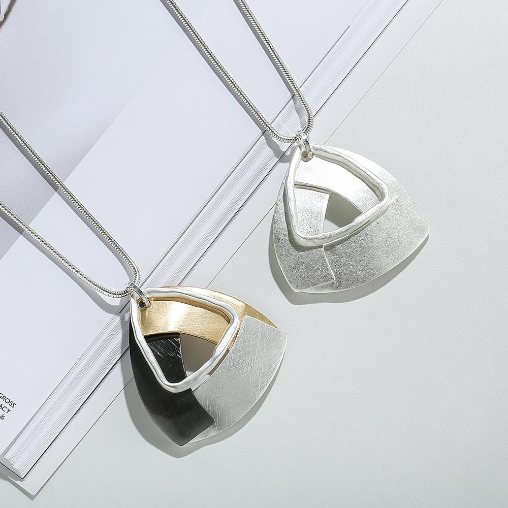 Sweater Chain Jewelry Metal Personality Premium Triangular Pendant Long Necklace