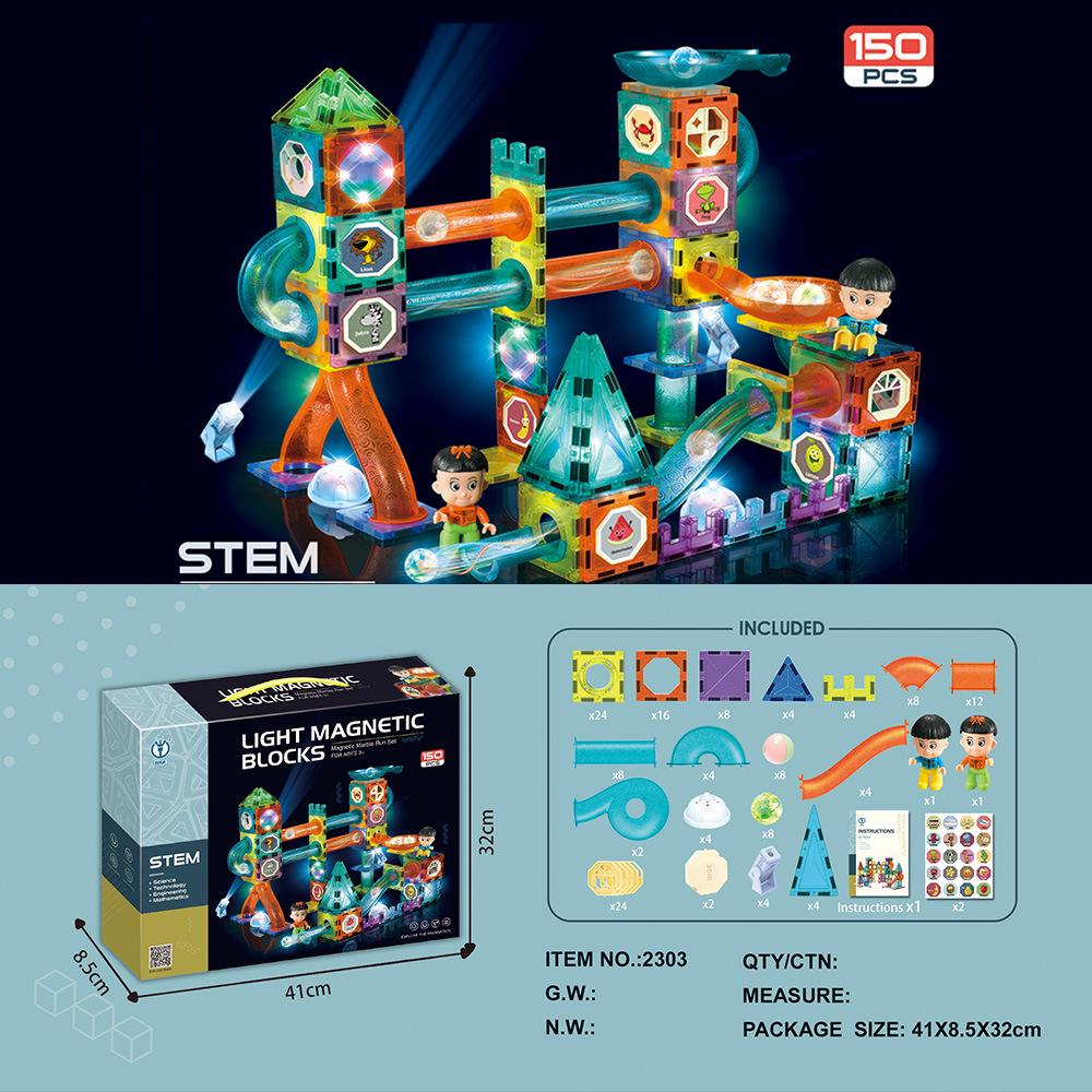 Stained Glass Magnetic Marble Run: Kids' Magnetic Building Blocks and Tracks