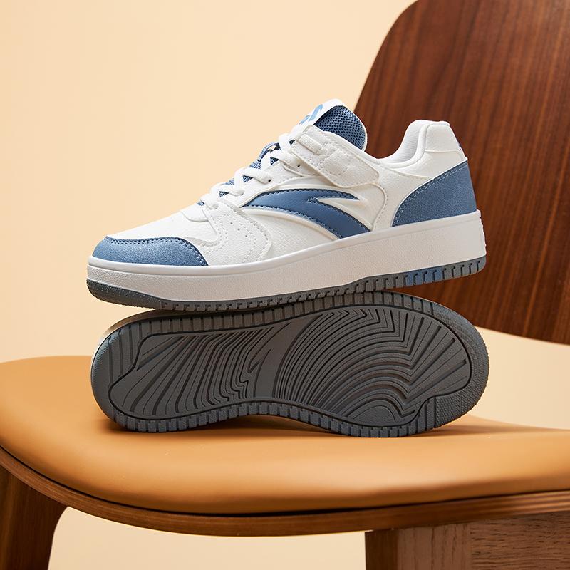 Anta Kids Zero Feel Synthetic Leather Fashion Versatile Non-Slip Wear-Resistant Low-Top Skate Shoes Kids Skate Shoes White Blue A12448099-4