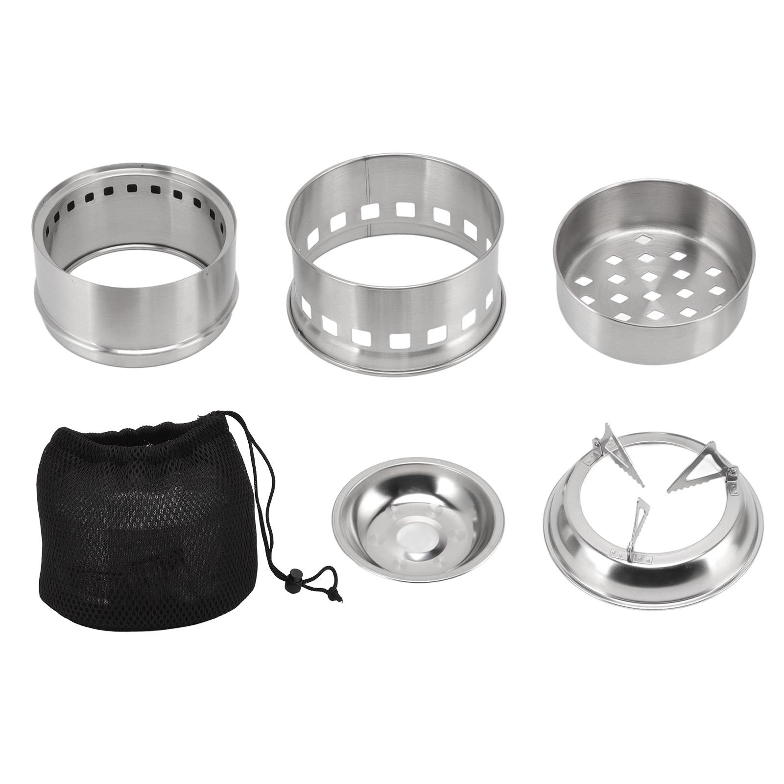 

Mini Alcohol Stove for Camping Hiking Stainless Steel Campfire Stove With Storage Bag High Feet