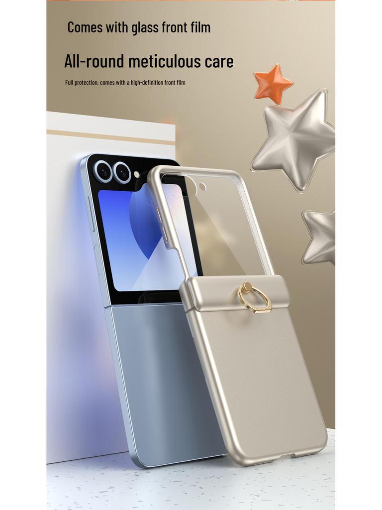 Samsung ZFlip6/5 All-Inclusive Scharnier-Schutzhülle mit Ringhalter & Folie