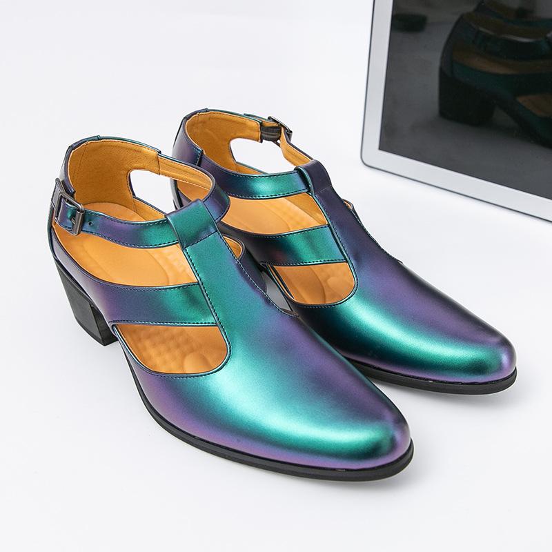 Men s casual leather shoes summer new men s sandals large size men s leather sandals fashion high heels 38