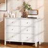 Fluted Dresser, 6 Drawer Chest of Drawers for Bedroom, Living Room, Hallway, Closet, White