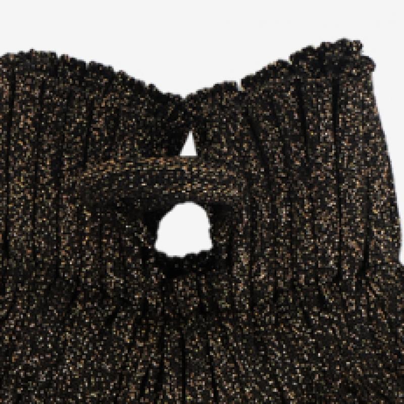Pleatsmama Glitter Black Brown New Bow Backpack
