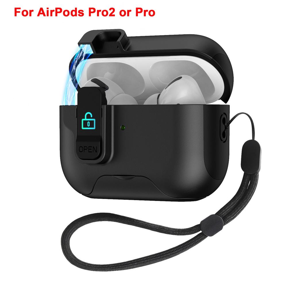 Shockproof Hard Protective Cover for AirPods Pro 2,Compatible with Apple AirPods Pro2 Case with Secure Lock Phone Holder