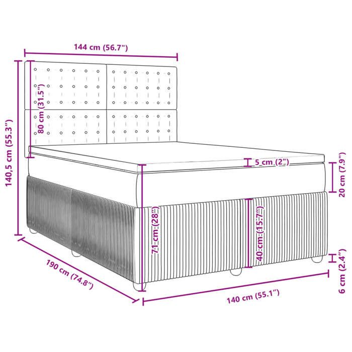 VidaXL Sommier à lattes de lit avec matelas Gris clair 140x190cm Tissu 3294365