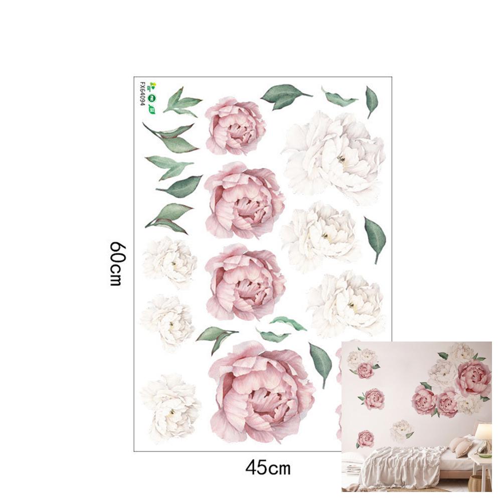 Peony Flower Home Wall Sticker Living Room Background Decal Mural DIY Decoration
