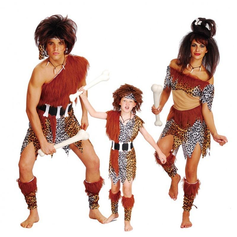 Masquerade Parent-Child Performance Costumes, Savage Bones, Stick Aboriginal Costumes, Savage Costumes for Men and Women